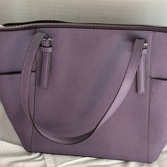 Michael Kors Plum Saffiano Leather Tote with MK Charm - Picture 3 of 6
